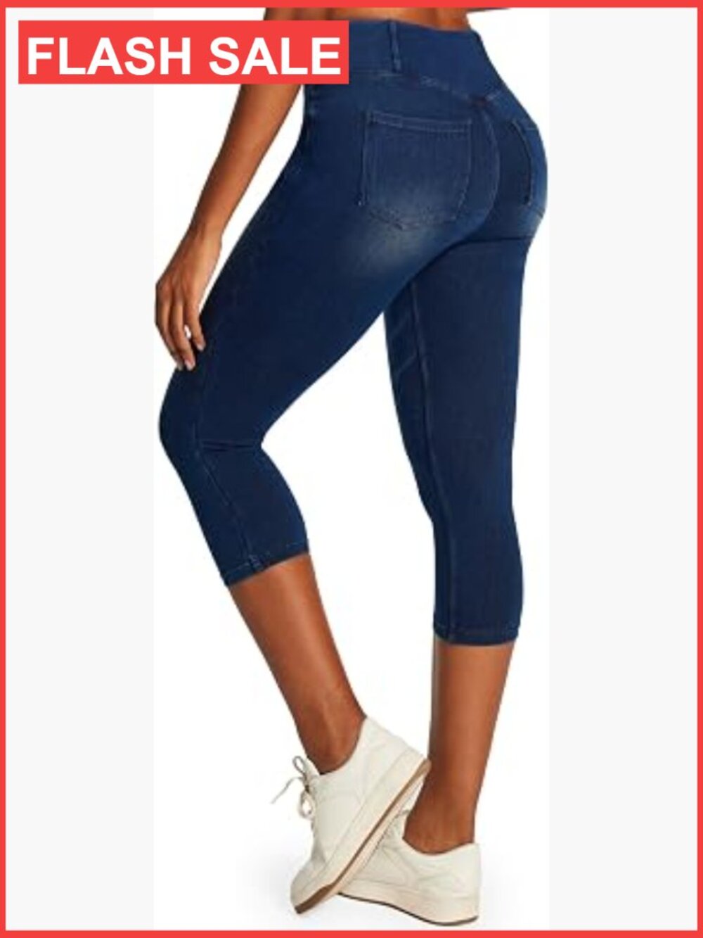 Stretchy Pull On Capri Jeggings with Pockets High Rise Skinny Jeans